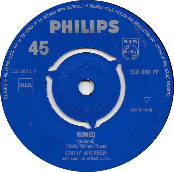 Corry Brokken - Romeo 29611 Vinyl Singles Vinyl Zeer Goed / Hoesje Generic "VINYLSINGLES.NL"