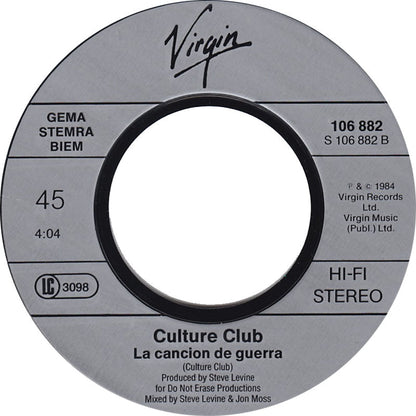 Culture Club - The War Song 30304 Vinyl Singles Vinyl Zeer Goed / Hoesje Goed "VINYLSINGLES.NL"