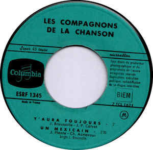 Compagnons De La Chanson - Y'Aura Toujours Vinyl Singles EP Vinyl Goed / Hoes Goed