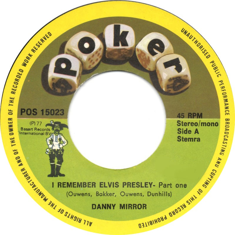 Danny Mirror - I Remember Elvis Presley 11986 Vinyl Singles Vinyl Zeer Goed / Hoesje Goed "VINYLSINGLES.NL"