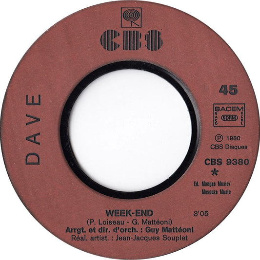 Dave - Week-End Vinyl Singles Vinyl Zeer Goed / Hoesje Generic "VINYLSINGLES.NL"