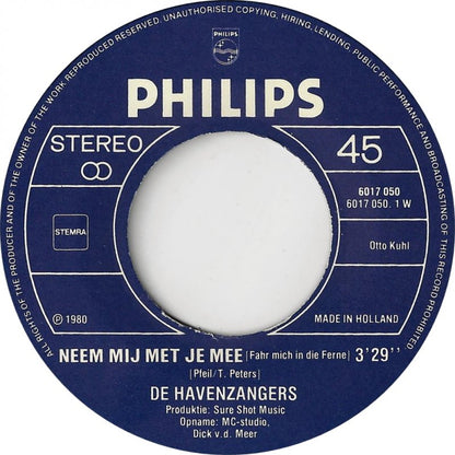 Havenzangers - Neem Mij Met Je Mee 09515