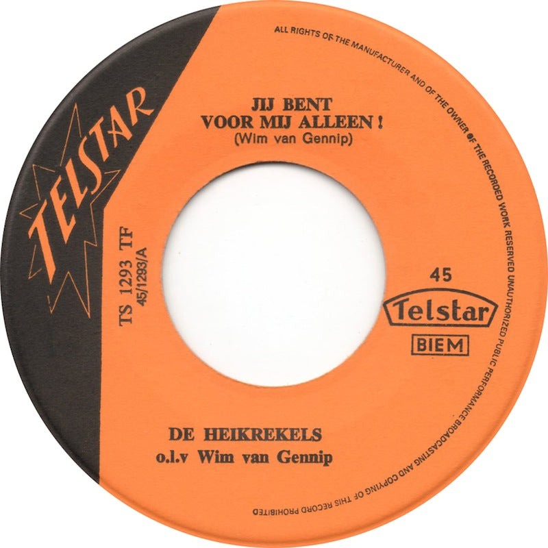 Heikrekels - Jij Bent Voor Mij Alleen Vinyl Singles Vinyl Zeer Goed / Hoesje Generic "VINYLSINGLES.NL"