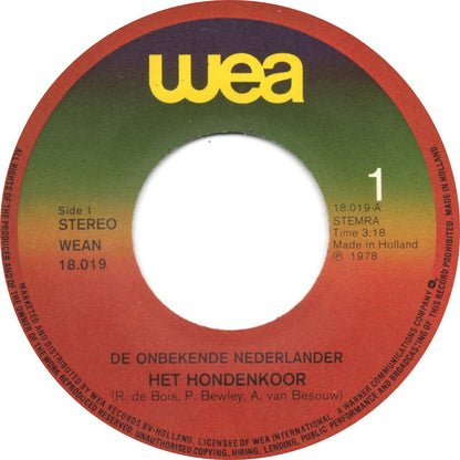 Onbekende Nederlander - Het Hondenkoor 13365 Vinyl Singles Vinyl Goed / Hoes Goed