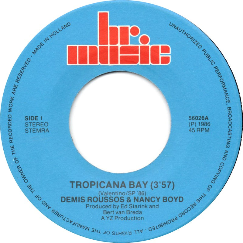 Demis Roussos & Nancy Boyd - Tropicana Bay 30695 Vinyl Singles Vinyl Zeer Goed / Hoesje Goed "VINYLSINGLES.NL"