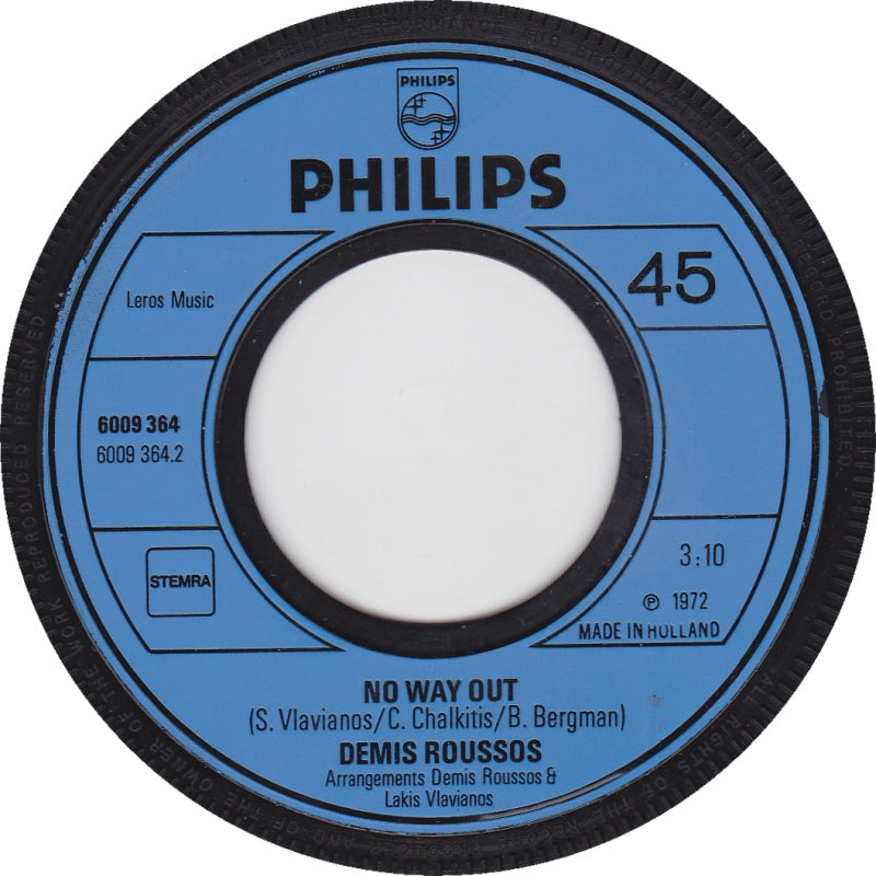 Demis Roussos - Goodbye, My Love, Goodbye Vinyl Singles Vinyl Zeer Goed / Hoesje Generic "VINYLSINGLES.NL"