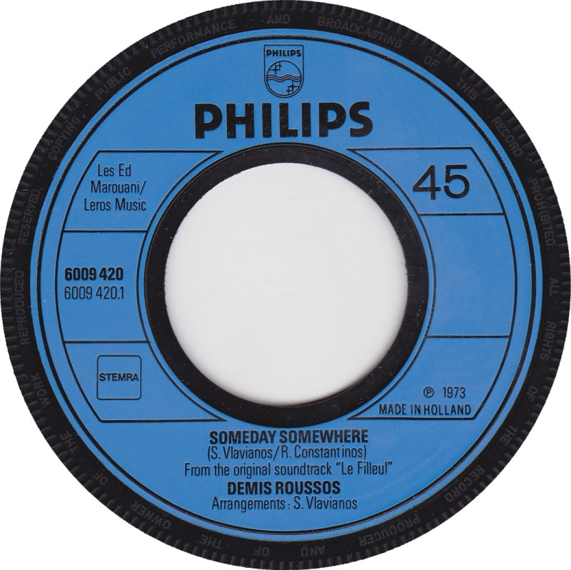 Demis Roussos - Someday Somewhere Vinyl Singles Vinyl Zeer Goed / Hoesje Generic "VINYLSINGLES.NL"