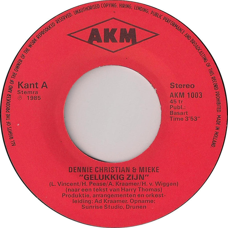 Dennie Christian & Mieke - Gelukkig Zijn 41039 Vinyl Singles Vinyl Goed / Hoes Goed