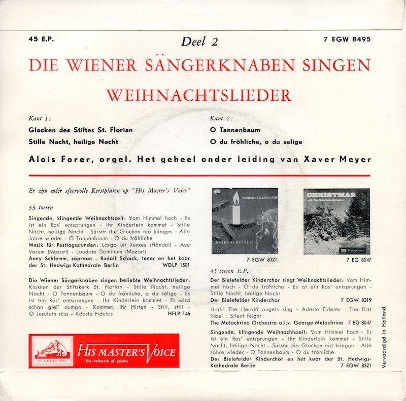 Wiener Sangerknaben - Singen Weihnachtslieder Deel 2 Vinyl Singles EP Vinyl Goed / Hoes Goed