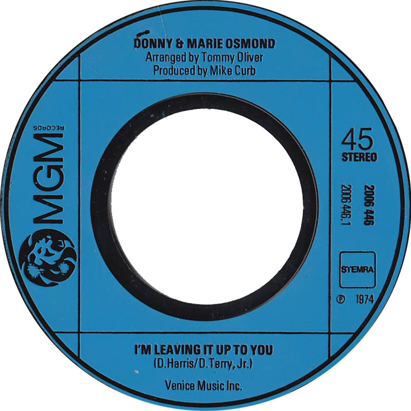 Donny & Marie Osmond - I'm Leaving It (All) Up To You 01589 Vinyl Singles /   