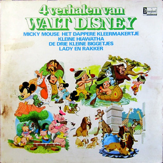Various - 4 Verhalen Van Walt Disney (Met 7 Liedjes) (LP) Vinyl LP Vinyl (VG) <br> Hoes (G+)