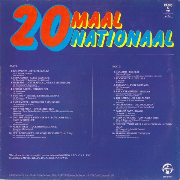 Various - 20 Maal Nationaal (LP) Vinyl LP Vinyl (VG) <br> Hoes (G+)