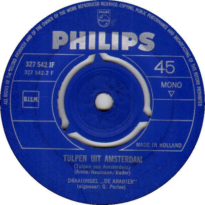 Draaiorgel De Arabier Eigenaar G. Perlee - Souvenirs 13562 Vinyl Singles Vinyl Zeer Goed / Hoesje Goed "VINYLSINGLES.NL"