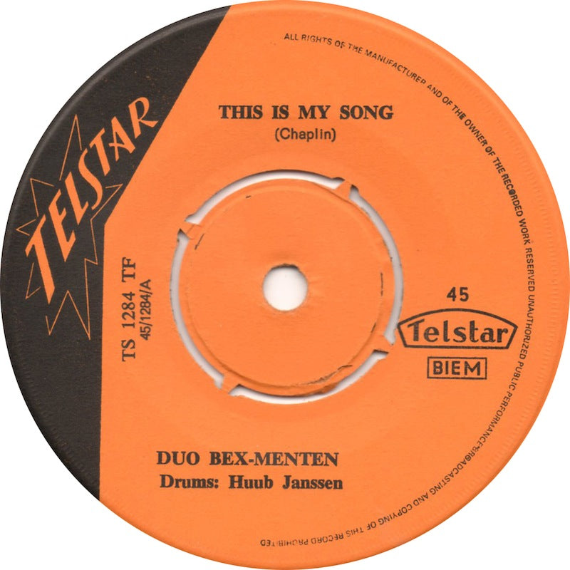 Duo Bex-Menten - This Is My Song Vinyl Singles Vinyl Zeer Goed / Hoesje Goed "VINYLSINGLES.NL"