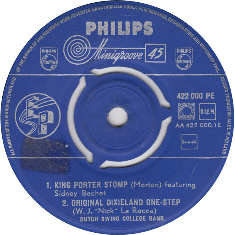 Dutch Swing College Band - King Porter Stomp 18531 Vinyl Singles EP Vinyl Zeer Goed / Hoesje Goed "VINYLSINGLES.NL"