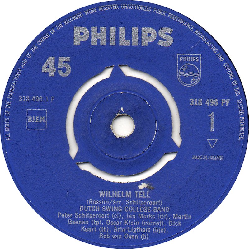 Dutch Swing College Band - Wilhelm Tell 39994 Vinyl Singles Vinyl Zeer Goed / Hoesje Goed "VINYLSINGLES.NL"