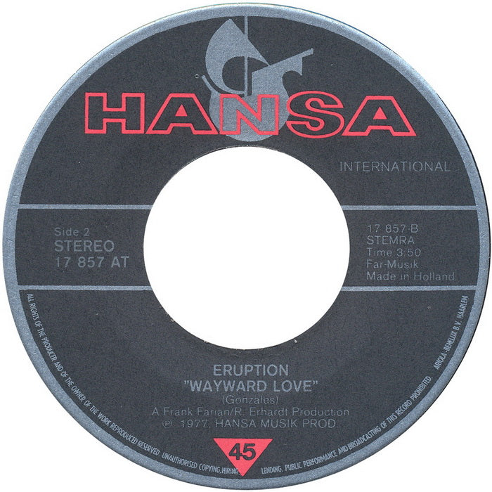 Eruption - Party Party 35357 Vinyl Singles Vinyl Zeer Goed / Hoesje Goed "VINYLSINGLES.NL"