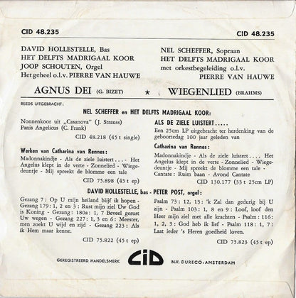 Nel Scheffer, David Hollestelle, Het Delfts Madrigaal Koor - Agnus Dei 17728 Vinyl Singles Vinyl Goed / Hoes Goed
