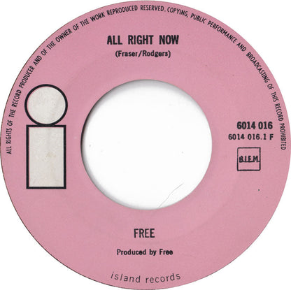Free - All Right Now Vinyl Singles Vinyl Zeer Goed / Hoesje Generic "VINYLSINGLES.NL"