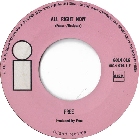 Free - All Right Now Vinyl Singles Vinyl Zeer Goed / Hoesje Generic "VINYLSINGLES.NL"
