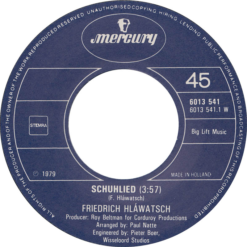 Friedrich Hlawatsch - Schuhlied 11615 Vinyl Singles Vinyl Zeer Goed / Hoesje Goed "VINYLSINGLES.NL"