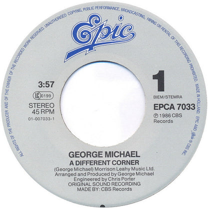 George Michael - A Different Corner Vinyl Singles Vinyl Zeer Goed / Hoesje Goed "VINYLSINGLES.NL"