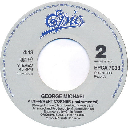 George Michael - A Different Corner Vinyl Singles Vinyl Zeer Goed / Hoesje Goed "VINYLSINGLES.NL"