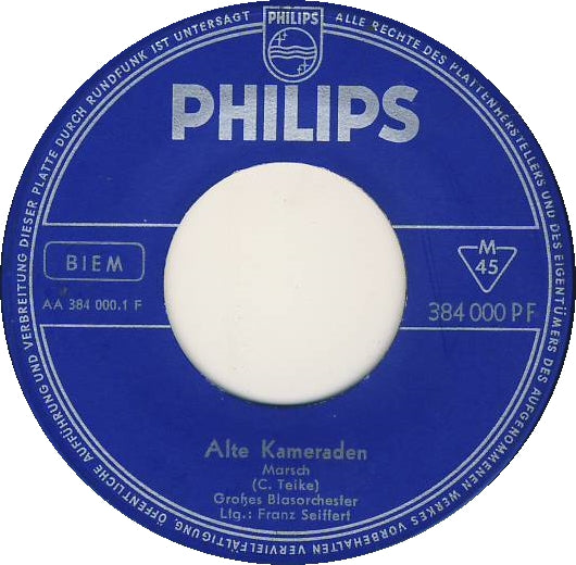 Großes Blasorchester Franz Seiffert - Alte Kameraden 42275 Vinyl Singles Vinyl Goed / Hoes Generic