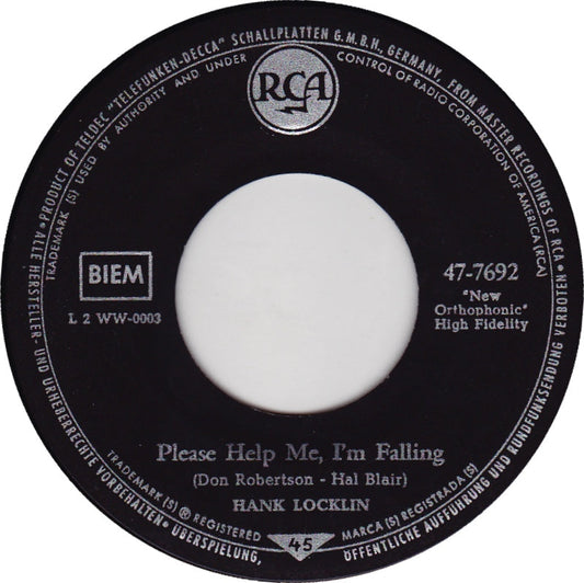 Hank Locklin - Please Help Me, I'm Falling Vinyl Singles Vinyl Zeer Goed / Hoesje Generic "VINYLSINGLES.NL"