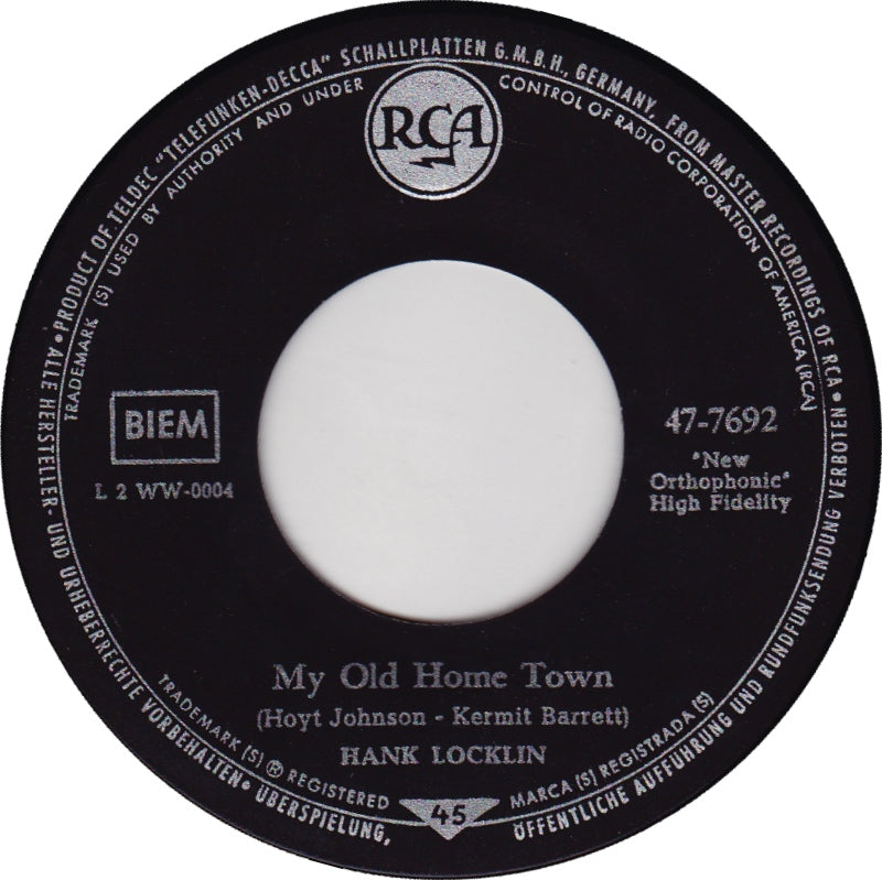 Hank Locklin - Please Help Me, I'm Falling Vinyl Singles Vinyl Zeer Goed / Hoesje Generic "VINYLSINGLES.NL"
