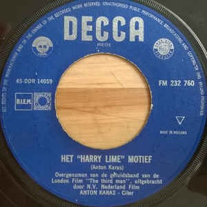 Anton Karas - Het Harry Lime Motief Vinyl Singles Vinyl Zeer Goed / Hoesje Goed "VINYLSINGLES.NL"