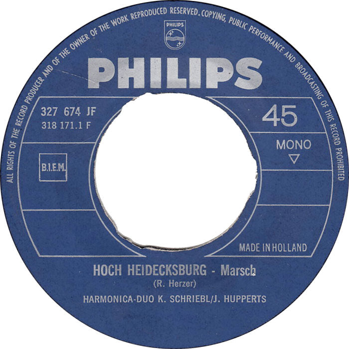 Harmonica Duo K. Schriebl / J. Hupperts - Hoch Heidecksburg Vinyl Singles Vinyl Zeer Goed / Hoesje Generic "VINYLSINGLES.NL"