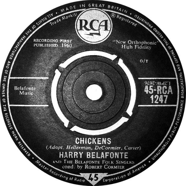 Harry Belafonte - There's A Hole In My Bucket Vinyl Singles Vinyl Zeer Goed / Hoesje Generic "VINYLSINGLES.NL"