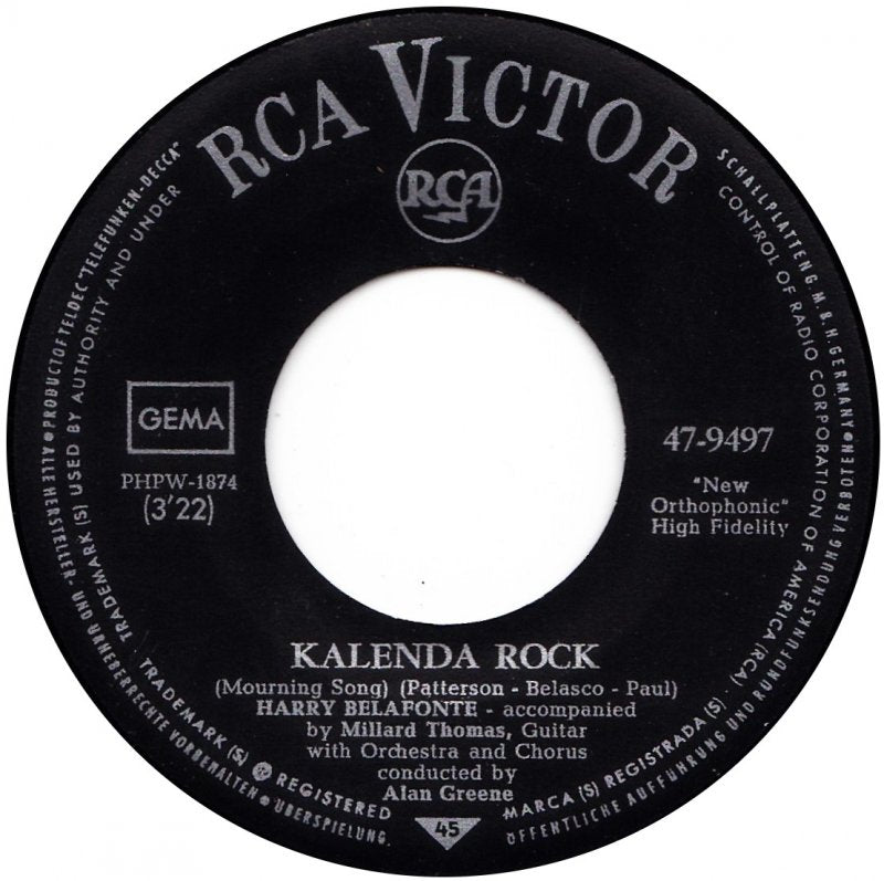 Harry Belafonte - Kalenda Rock Vinyl Singles Vinyl Zeer Goed / Hoesje Goed "VINYLSINGLES.NL"