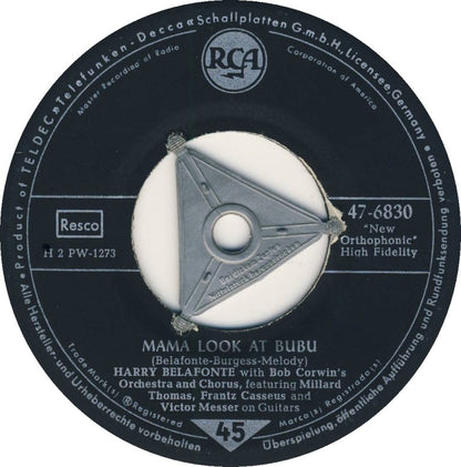 Harry Belafonte - Mama Look At Bubu Vinyl Singles Vinyl Zeer Goed / Hoesje Goed "VINYLSINGLES.NL"
