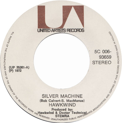 Hawkwind - Silver Machine Vinyl Singles Vinyl Zeer Goed / Hoesje Generic "VINYLSINGLES.NL"