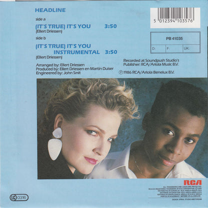 Headline - (It's True) It's You Vinyl Singles Vinyl Zeer Goed / Hoesje Goed "VINYLSINGLES.NL"