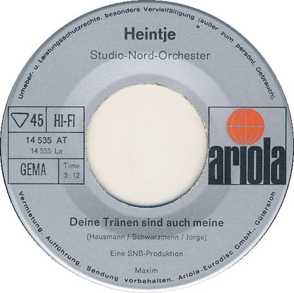 Heintje - Deine Tränen Sind Auch Meine Vinyl Singles Vinyl Zeer Goed / Hoesje Generic "VINYLSINGLES.NL"