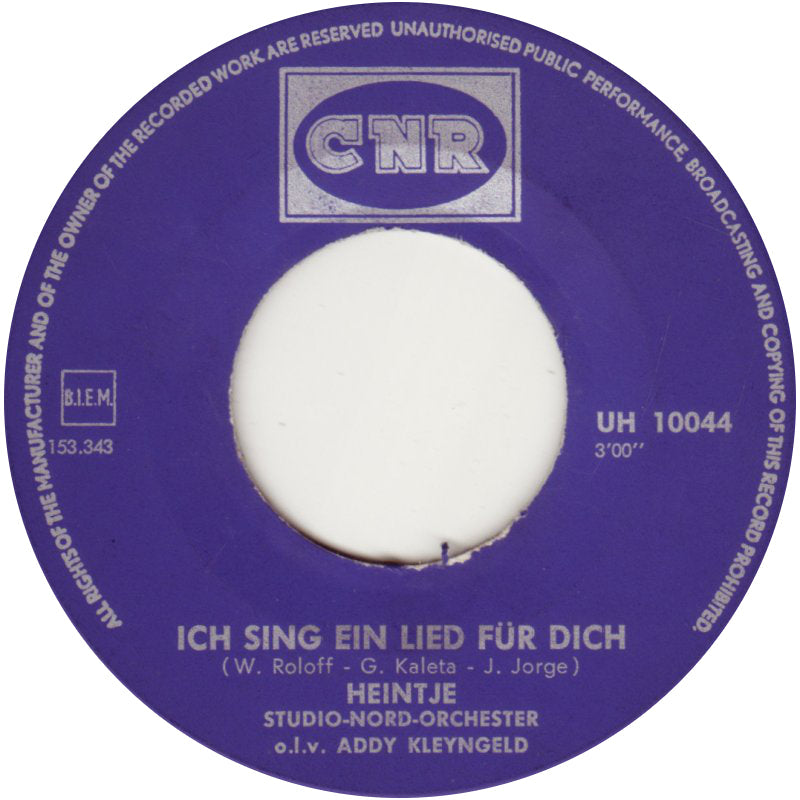 Heintje - Ich Sing' Ein Lied Für Dich Vinyl Singles Vinyl Zeer Goed / Hoesje Generic "VINYLSINGLES.NL"