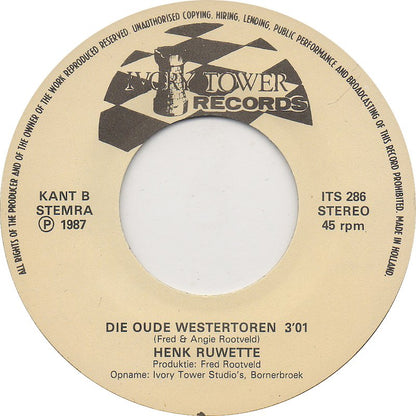 Henk Ruwette - Mijn Geluk is Over Vinyl Singles Vinyl Zeer Goed / Hoesje Goed "VINYLSINGLES.NL"
