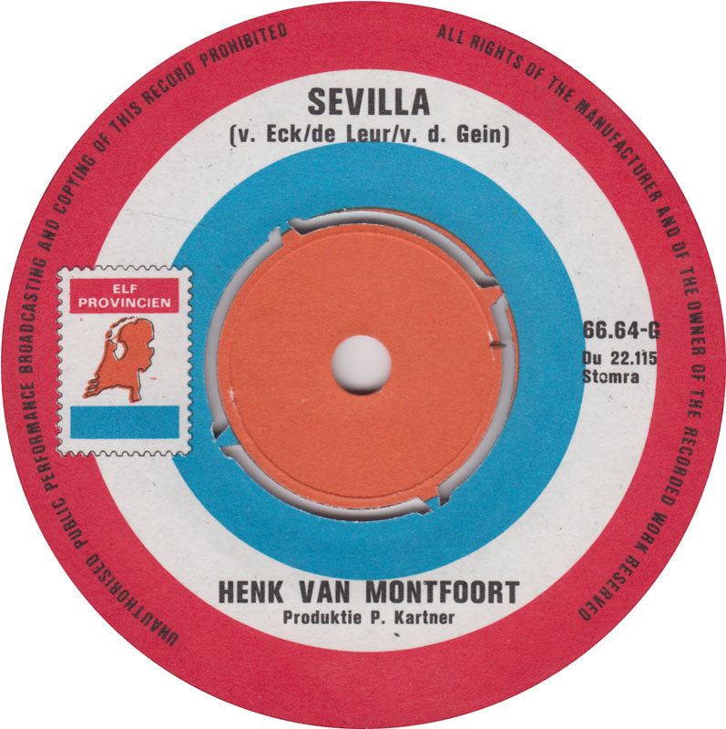 Henk van Montfoort - Sevilla Vinyl Singles Vinyl Zeer Goed / Hoesje Goed "VINYLSINGLES.NL"