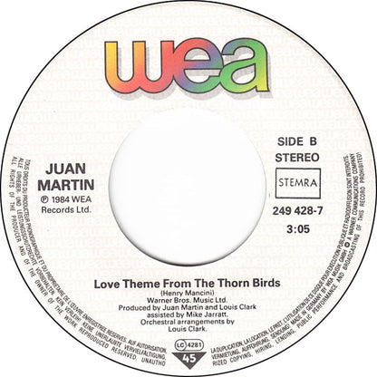 Henry Mancini And His Orchestra, Juan Martin - The Thorn Birds Theme Vinyl Singles Vinyl Zeer Goed / Hoesje Goed "VINYLSINGLES.NL"