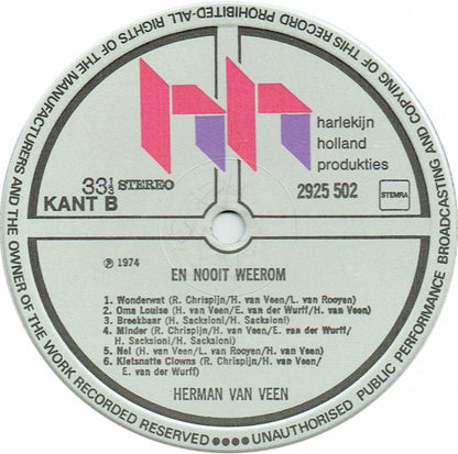 Herman van Veen - En Nooit Weerom (LP) Vinyl LP Vinyl Zeer Goed / Hoesje Goed "VINYLSINGLES.NL"