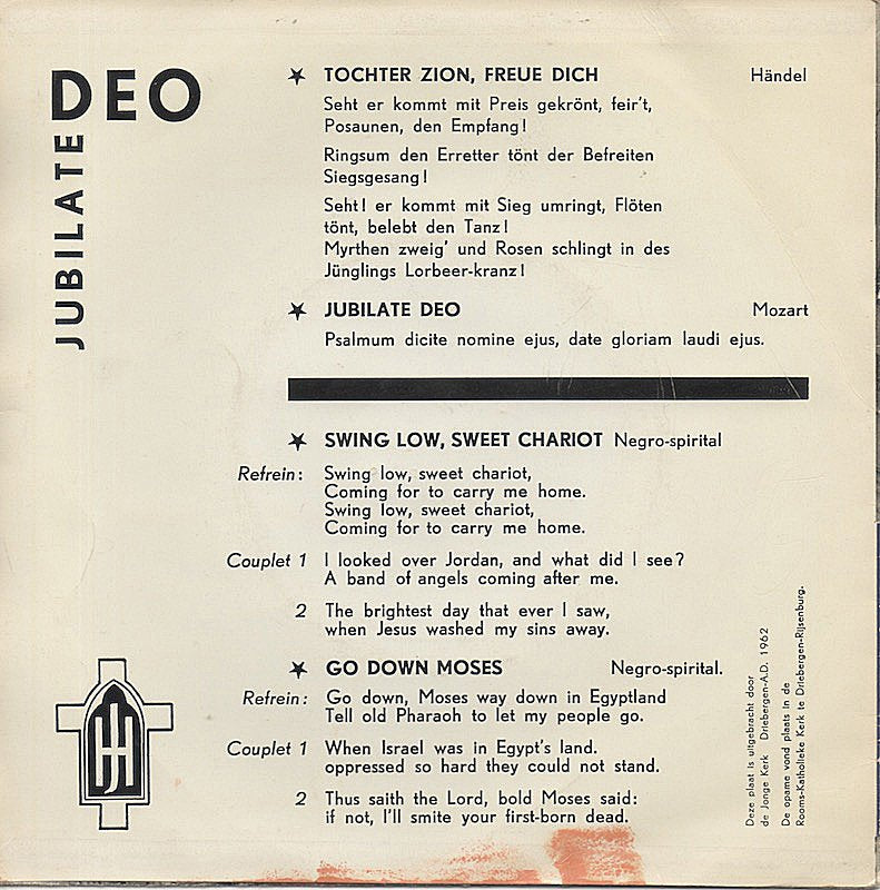 Hervormd Kerkkoor Driebergen, Stichts Mannenkoor - Tochter Zion, Freue Dich Vinyl Singles EP Vinyl Zeer Goed / Hoesje Goed "VINYLSINGLES.NL"