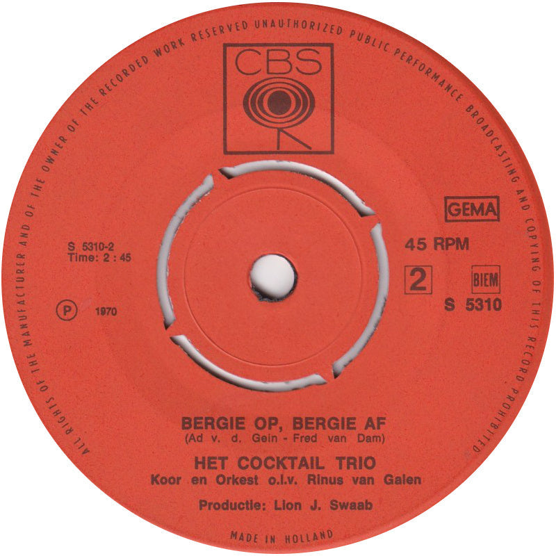 Cocktail Trio - Proost, Proost, Proost! 35137 Vinyl Singles Vinyl Goed / Hoes Goed