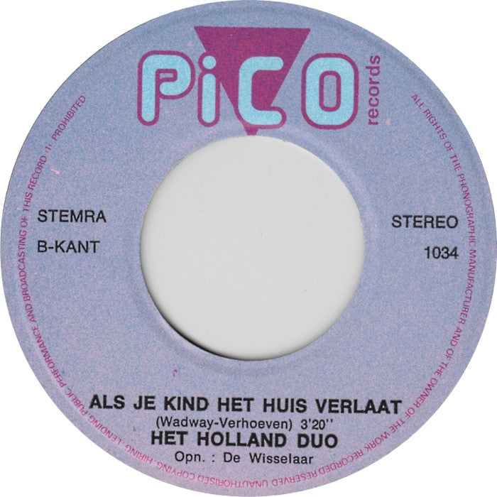 Holland-Duo - Arrivederci Roma 03682 Vinyl Singles Vinyl Zeer Goed / Hoesje Goed "VINYLSINGLES.NL"