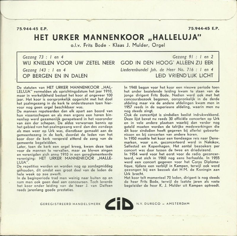 Urker Men's Choir Hallelujah – Wir knien vor deinem Platz (EP) 29772