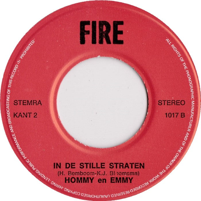 Hommy En Emmy ‎- Bij Een Bloemenkraam Vinyl Singles Vinyl Zeer Goed / Hoesje Goed "VINYLSINGLES.NL"