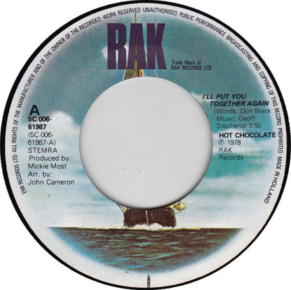 Hot Chocolate - I'll Put You Together Again Vinyl Singles Vinyl Zeer Goed / Hoesje Generic "VINYLSINGLES.NL"
