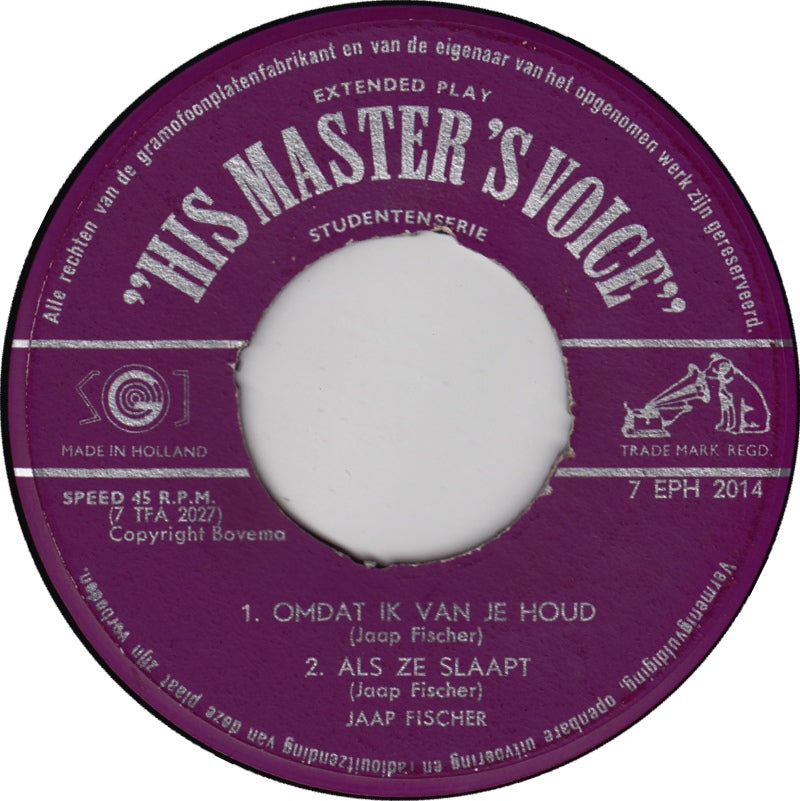 Jaap Fischer - Omdat Ik Van Je Houd 29572 Vinyl Singles EP Vinyl Goed / Hoes Goed